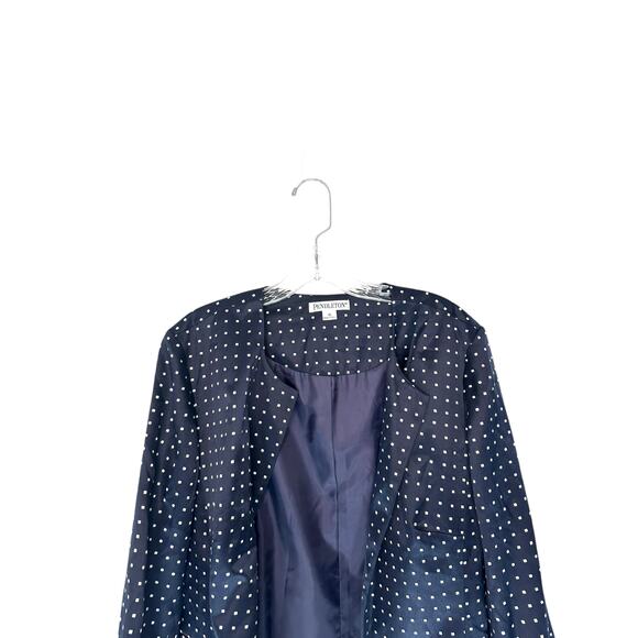 Pendleton Blazer Blue Polka Dot Open Front Silk Blend Office Work Career Size 16 - Picture 3 of 11